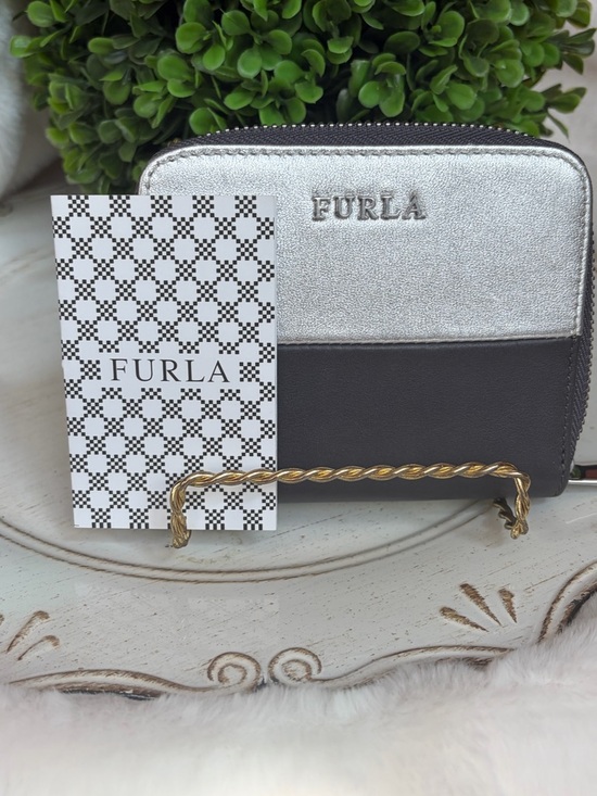 Furla Handbags - Furla Silver and Gray color block zippy Wallet with shopper tote